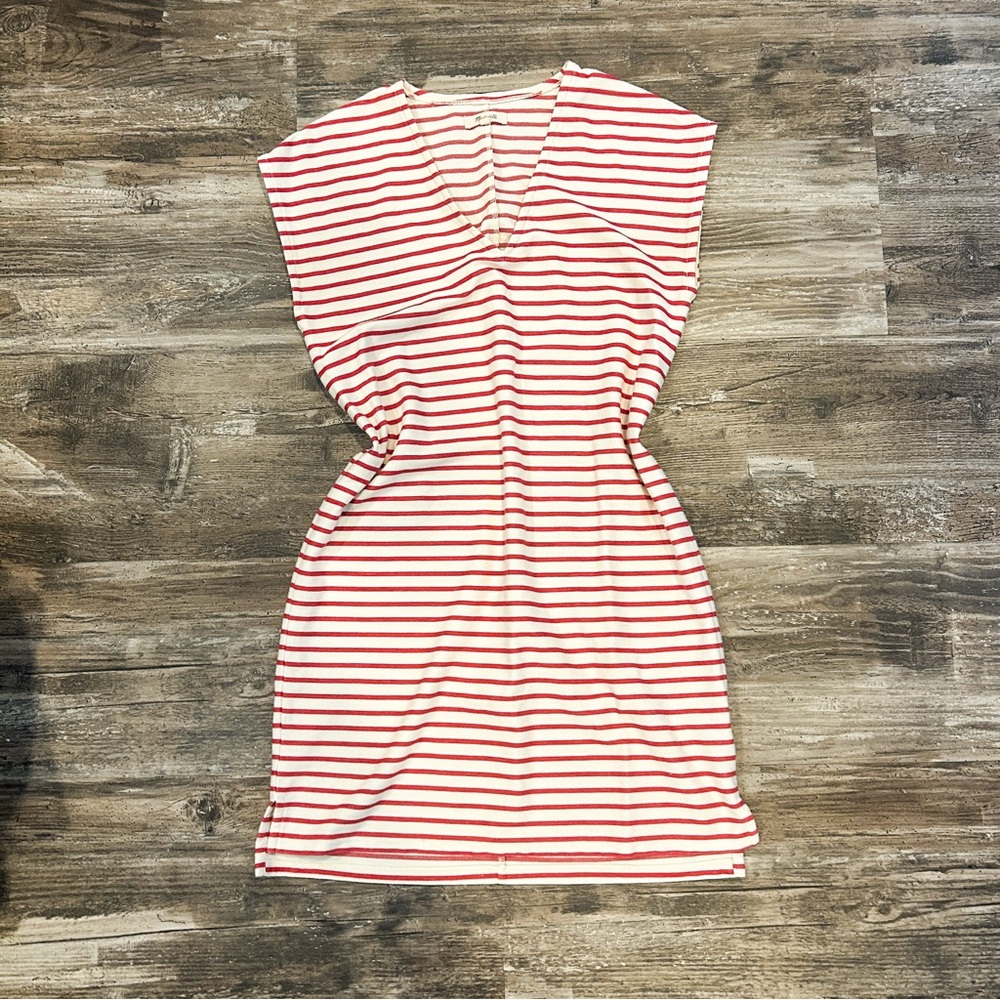 Madewell nautical coastal granddaughter dress white w/red stripes sz XS